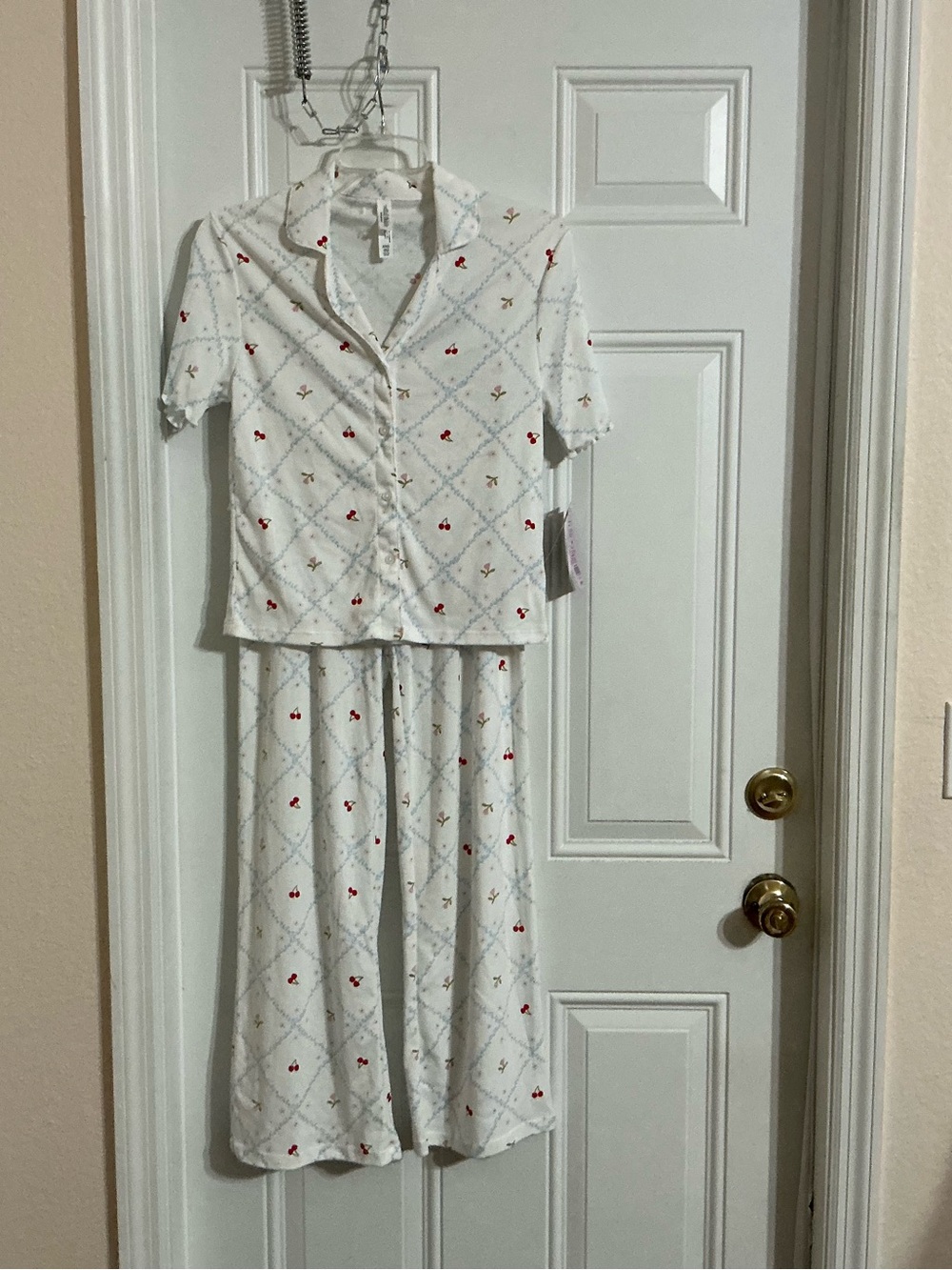 Wild Fable 3 Piece White Cherry-Print Pajama Set Size XXS